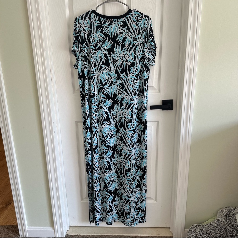 Michael Kors Blue and Black Puff Sleeve Maxi Dress.NWOT. Gift with purchase